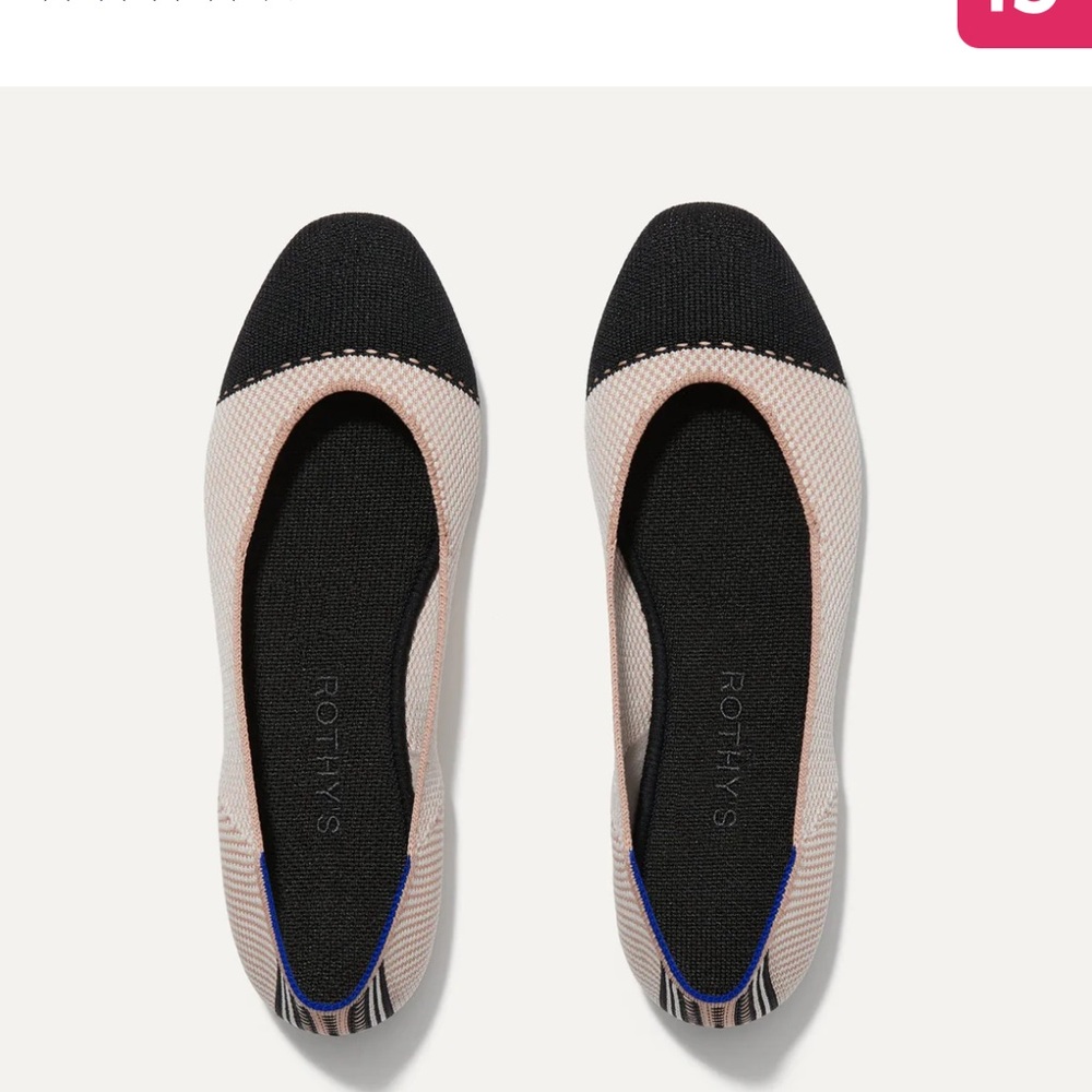 Rothys The Square Tuxedo Print flat size 9.5 New in box